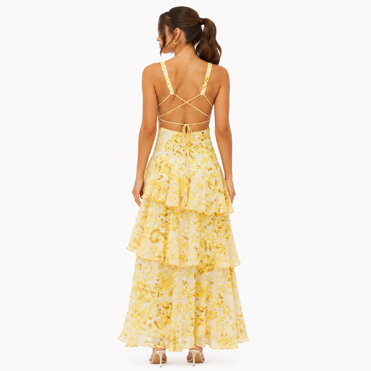 Women's V-Neck Ruffled Maxi Summer Dress