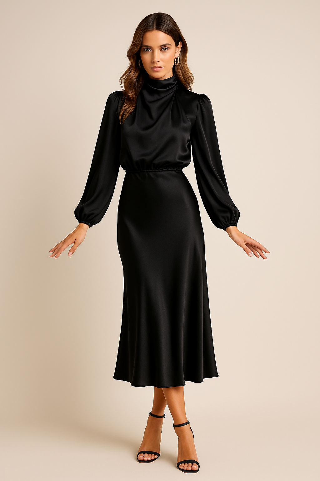 Women's Long Sleeve Midi Dress for Evening Wear