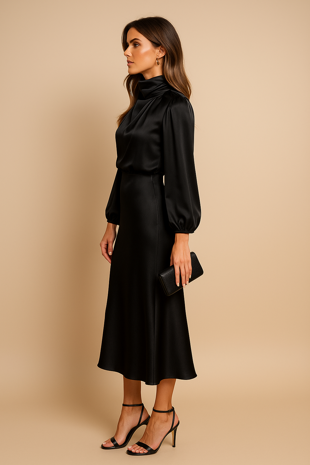 Women's Long Sleeve Midi Dress for Evening Wear