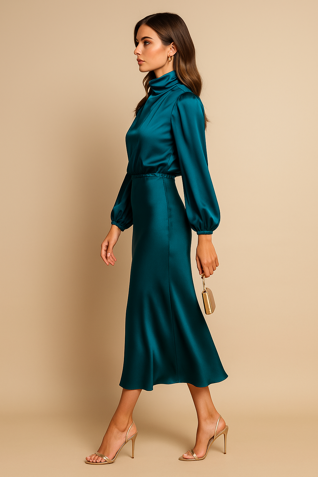Women's Long Sleeve Midi Dress for Evening Wear
