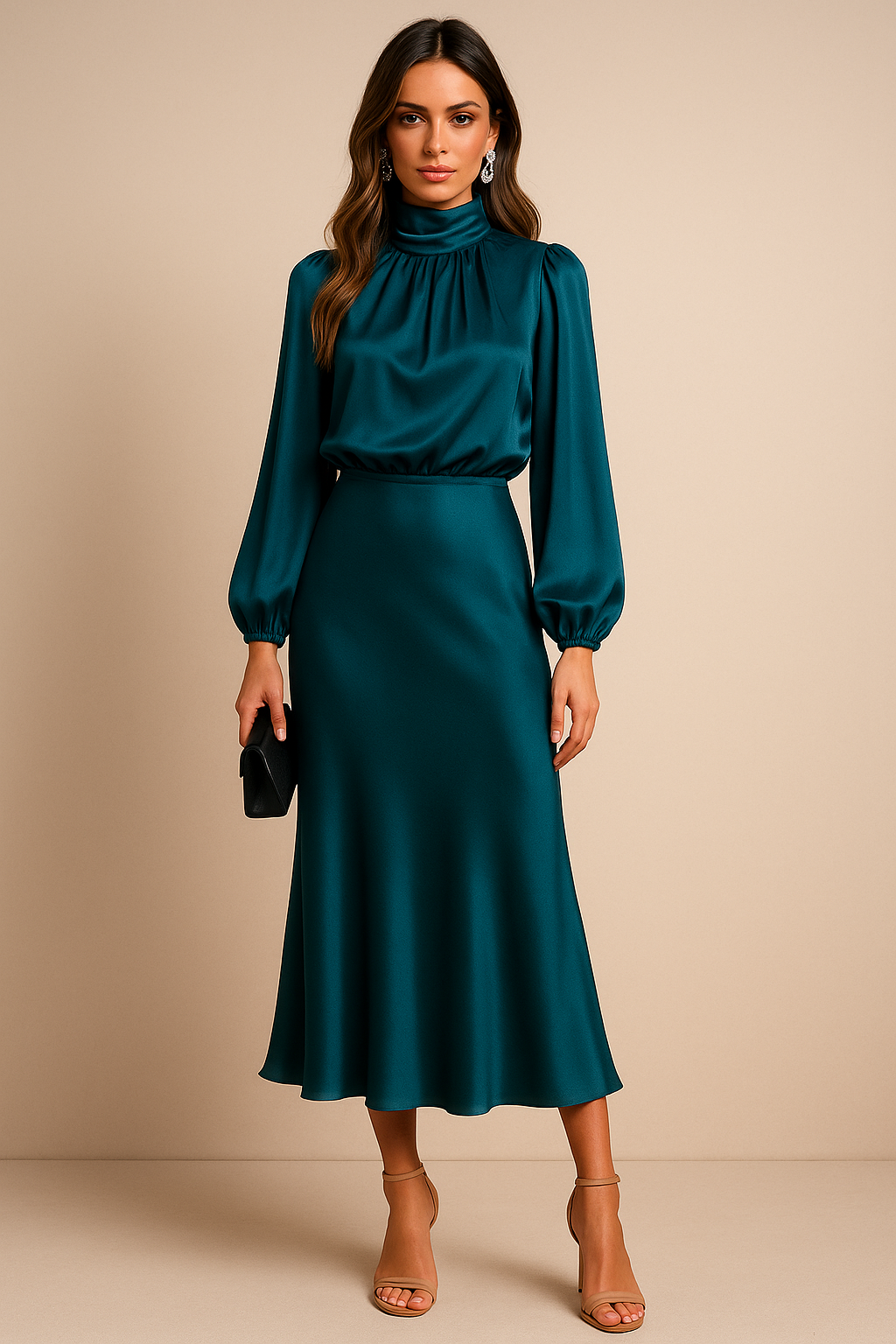 Women's Long Sleeve Midi Dress for Evening Wear