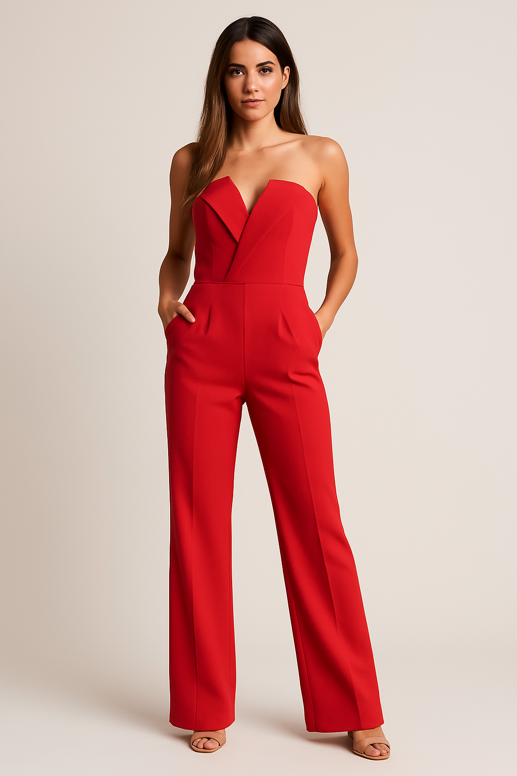 V-Neck Strapless Jumpsuit for Women