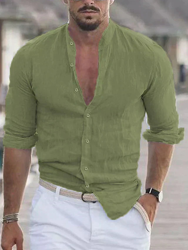 Men's Long Sleeve Casual Henley Shirt