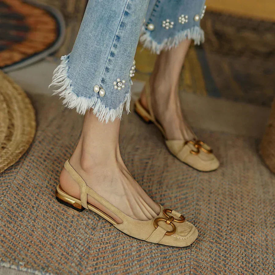 Women's Vintage Slingback Flats | Square Toe