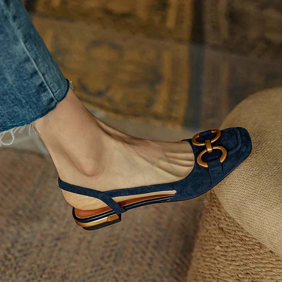 Women's Vintage Slingback Flats | Square Toe