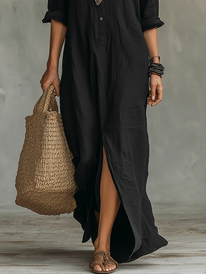 Women's Boho Maxi Shirt Dress | Long Sleeve