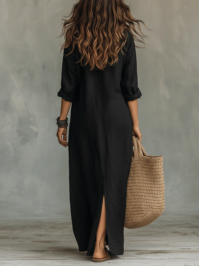 Women's Boho Maxi Shirt Dress | Long Sleeve