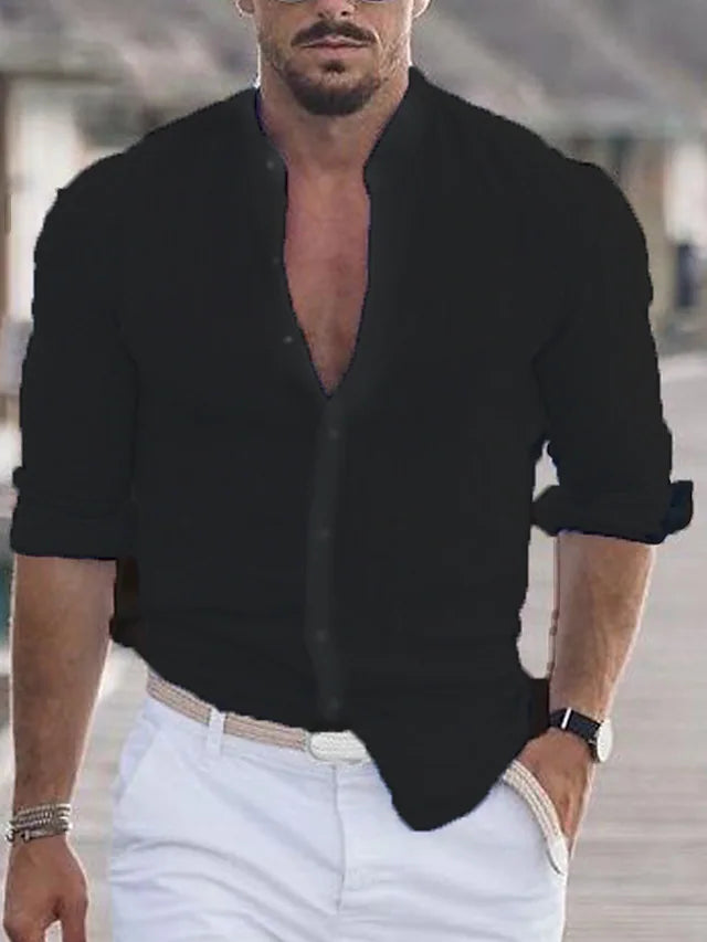 Men's Long Sleeve Casual Henley Shirt