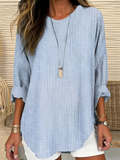 Women's Casual Loose Fit Striped Blouse | Long Sleeve