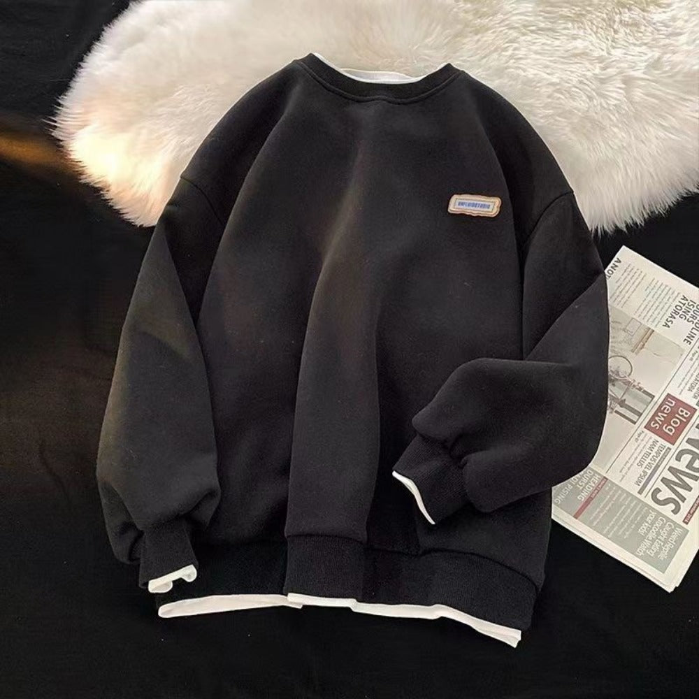 Crewneck Pullover Sweatshirt with Long Sleeves for Women - Derna
