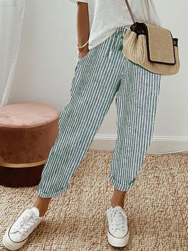 Women's Lightweight Linen Summer Pants with Drawstring