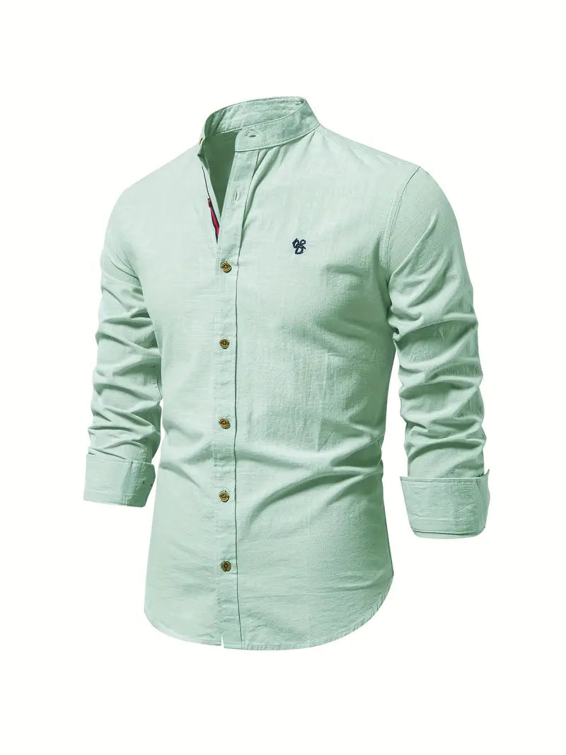 Men's Long Sleeve Stand Collar Casual Shirt