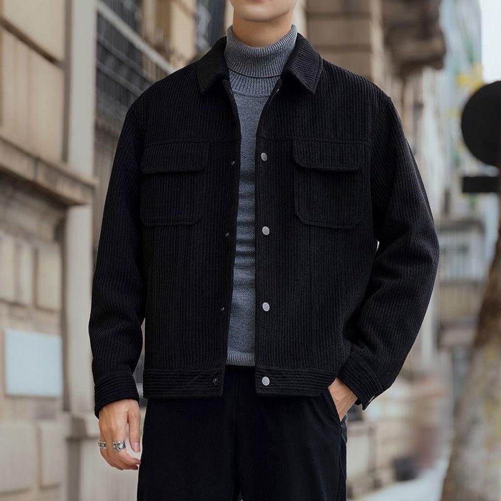 Corduroy Fleece Shirt Jacket with Pockets for Men - Ludovica