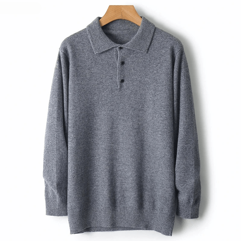 Men's Casual Knitted Polo Sweater | Long Sleeve