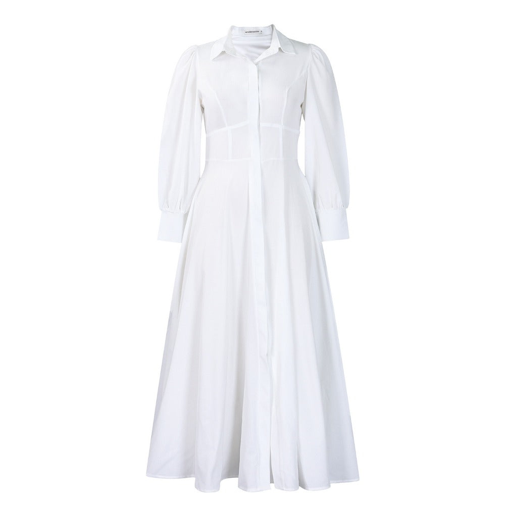Button Down Maxi Dress with Long Sleeves for Women - Olga