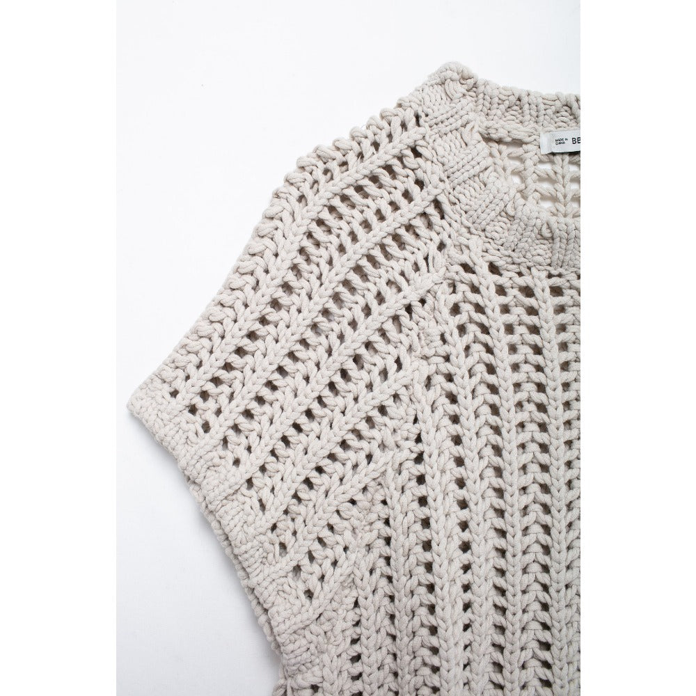 Multi Color Crochet Knit Short Sleeve Top for Women - Ginevra