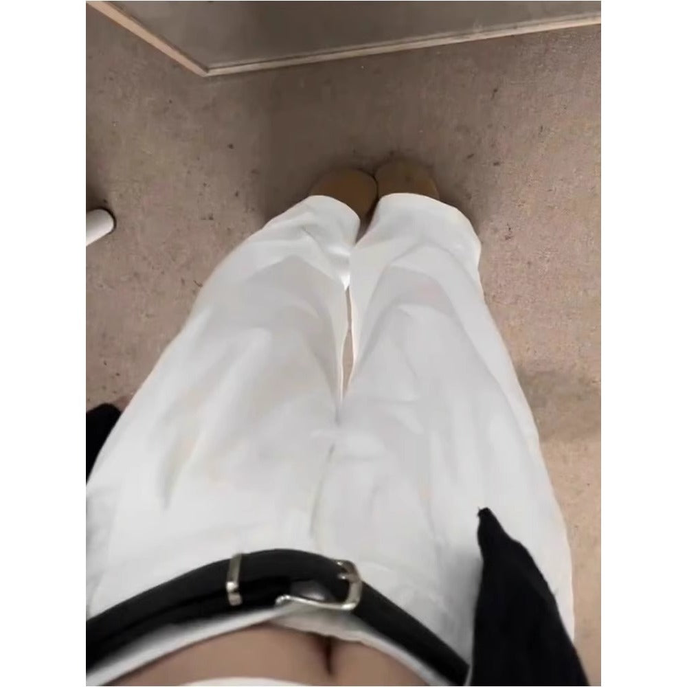 White Wide Leg High Waist Pants for Women - Lucrezia