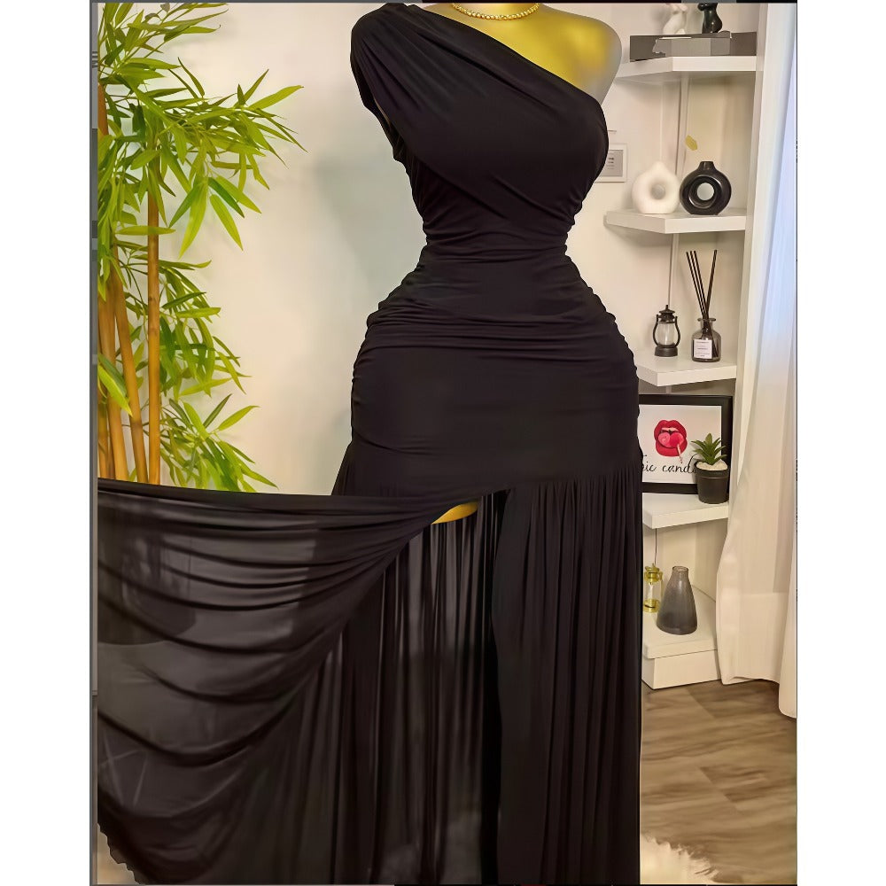 One Shoulder Maxi Dress with Side Slit for Women - Letizia
