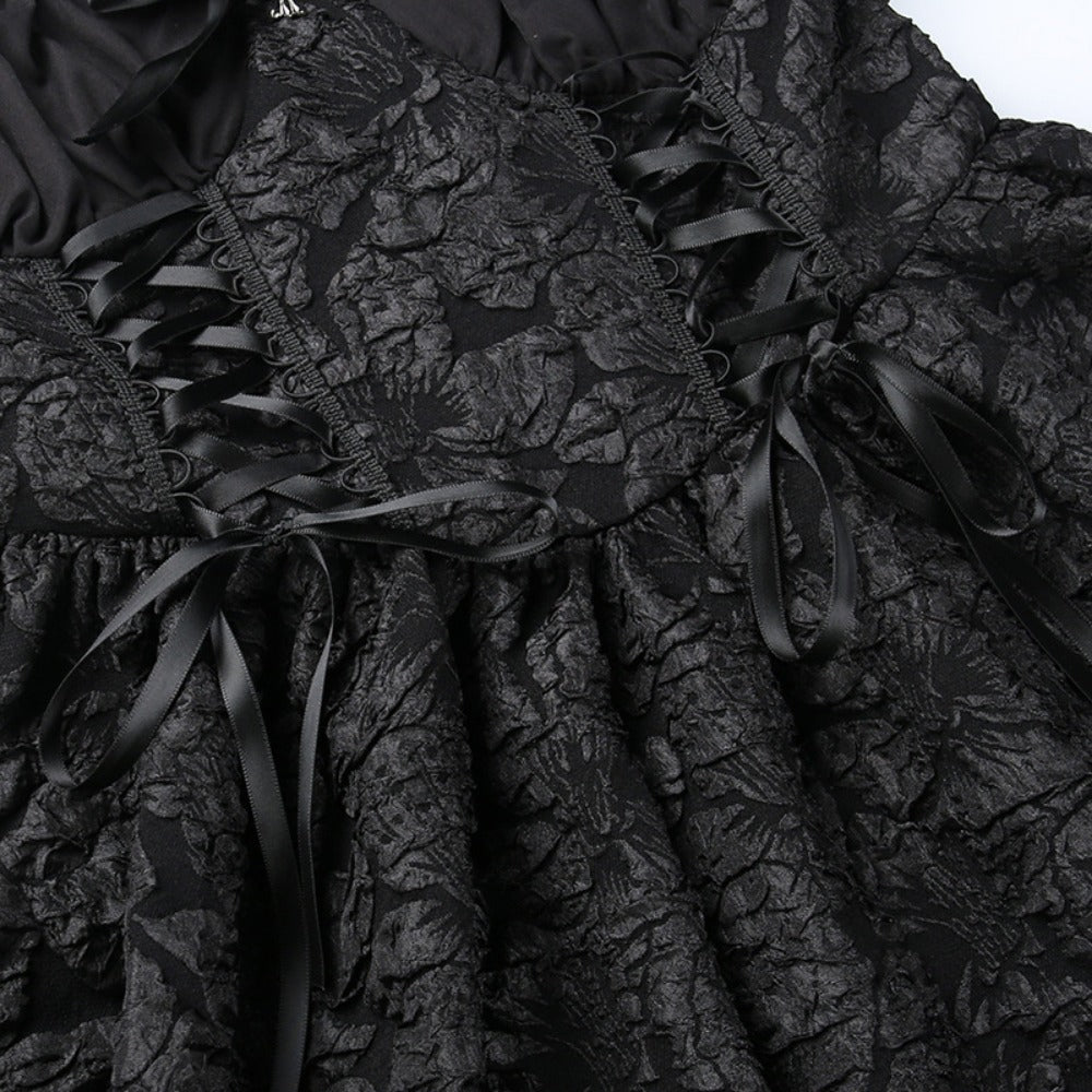 Black Lace Halter Mini Dress with Corset Detail for Women - Linda