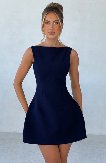 Antonella Mini Dress-Navy
