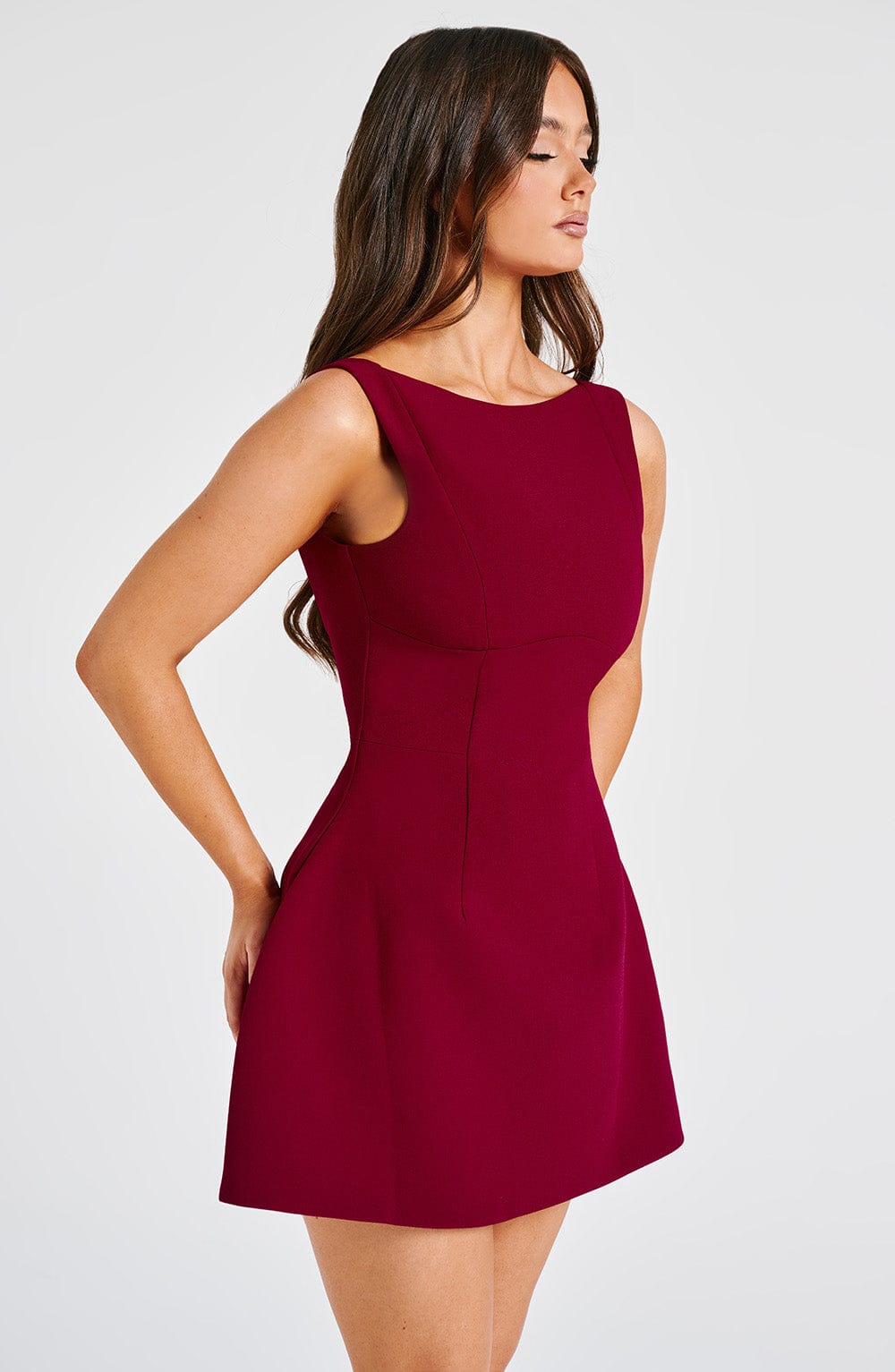 Alessandra Mini Dress-Wine