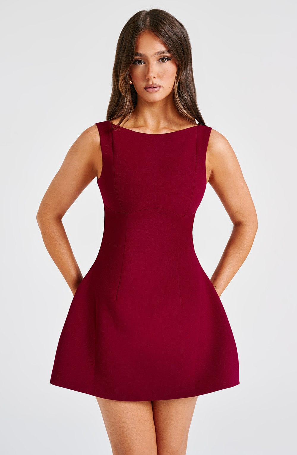 Alessandra Mini Dress-Wine