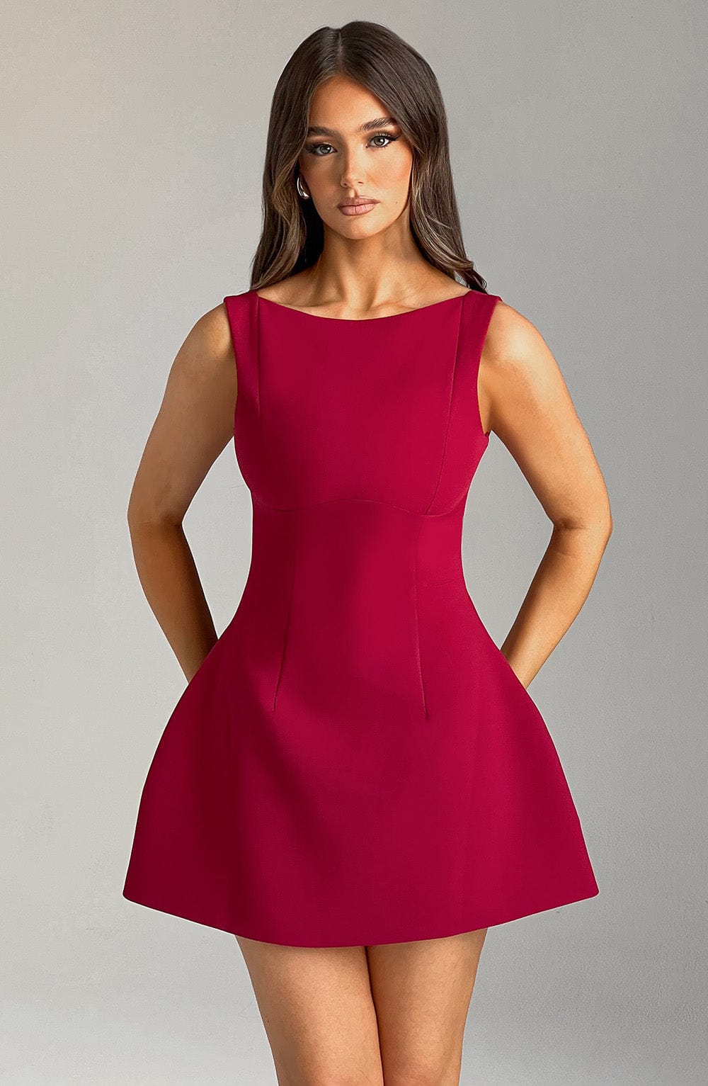Alessandra Mini Dress-Wine