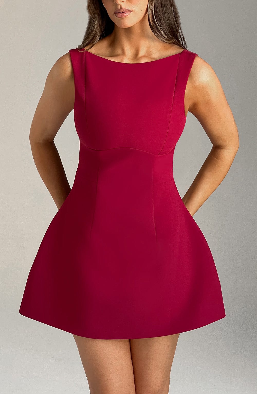 Alessandra Mini Dress-Wine
