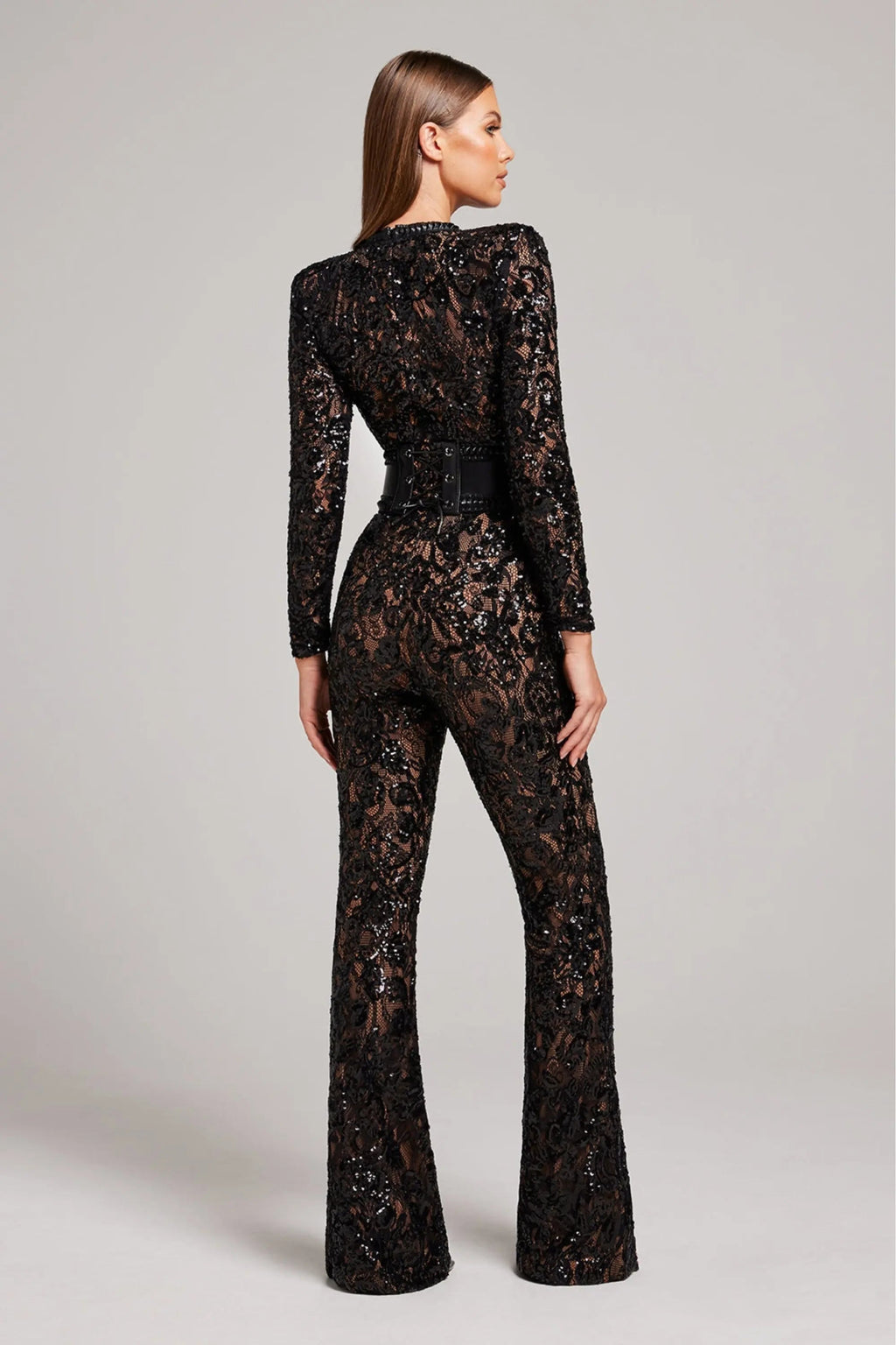 Floral Long Sleeve Jumpsuit with Flared Legs for Women