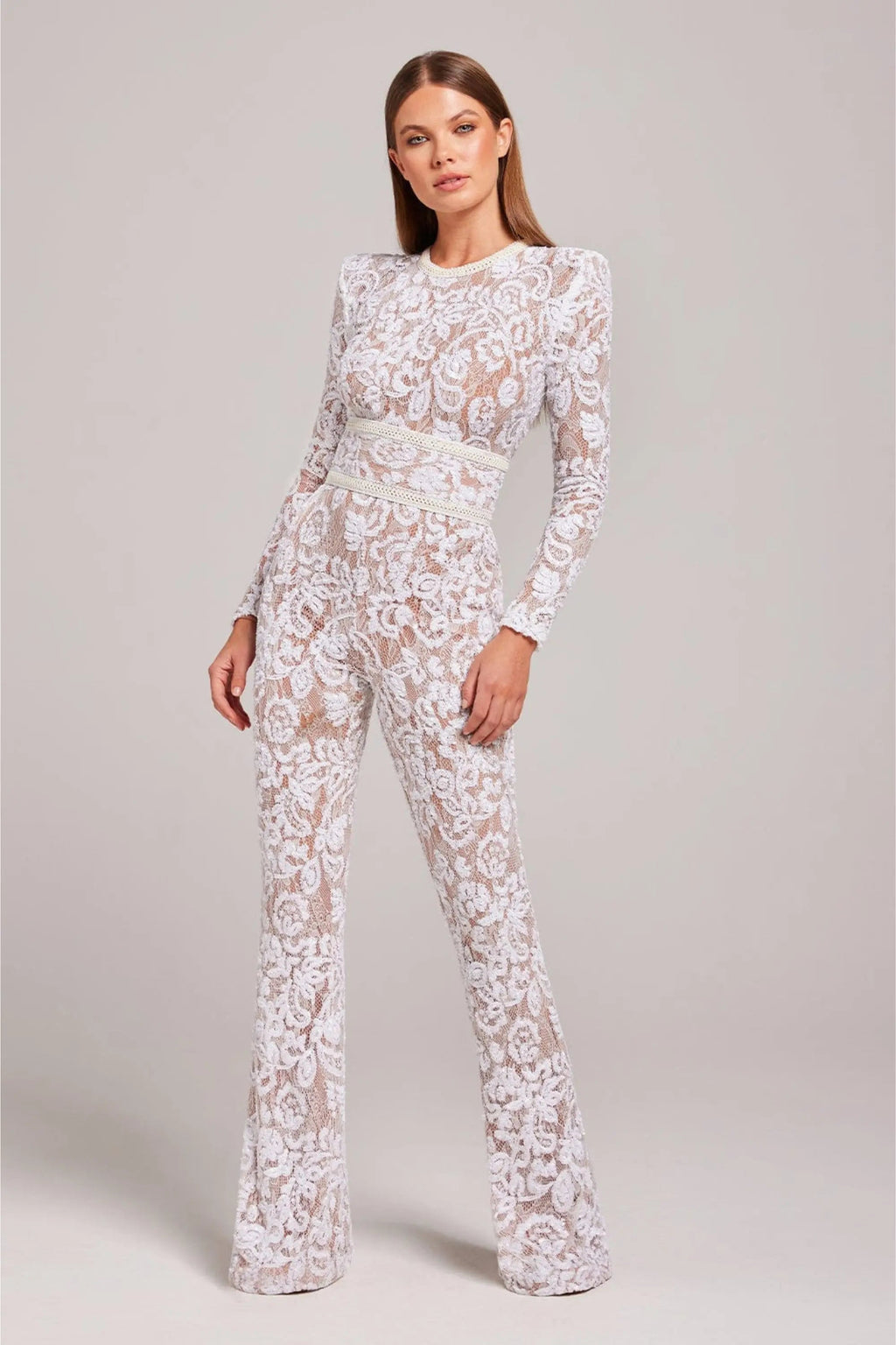 Floral Long Sleeve Jumpsuit with Flared Legs for Women