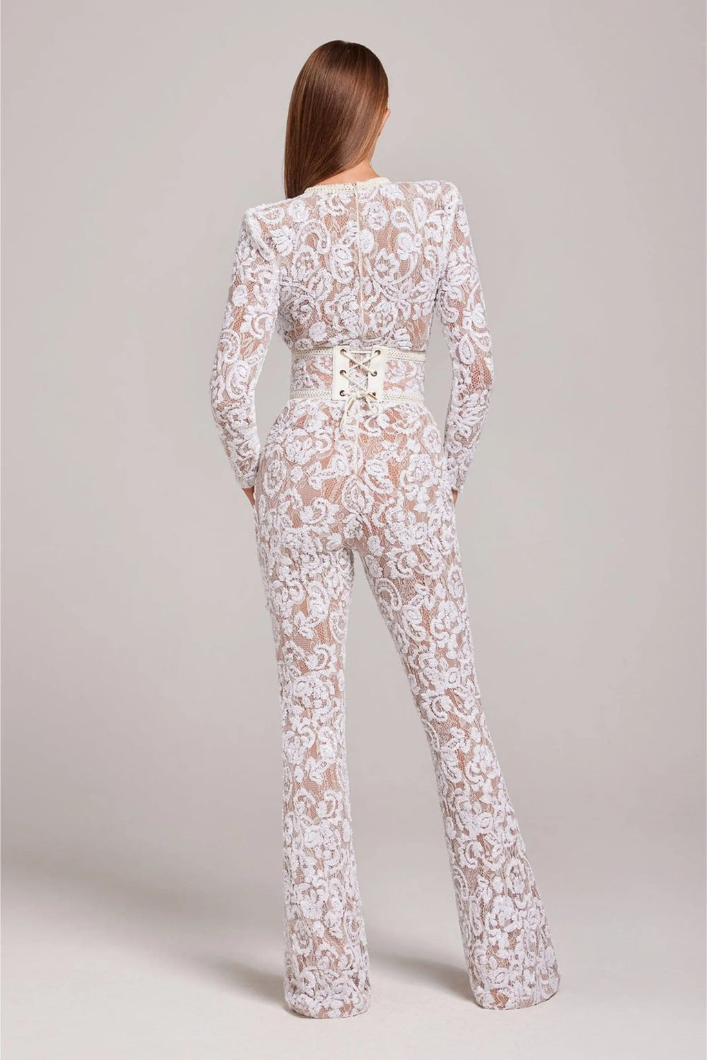 Floral Long Sleeve Jumpsuit with Flared Legs for Women