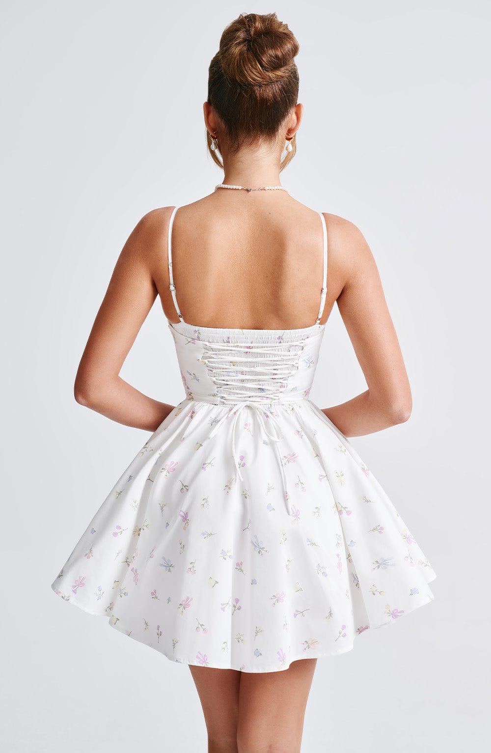 Amy Mini Dress-White Multi Floral Print