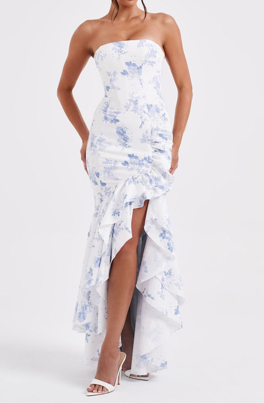 Maxi Dress - Blue Floral Print