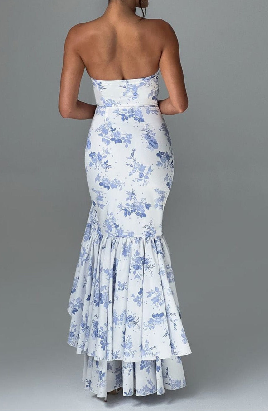 Maxi Dress - Blue Floral Print