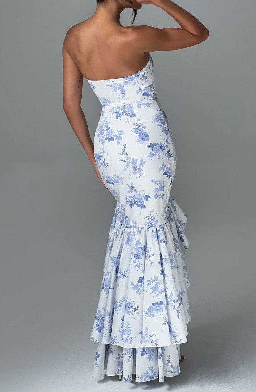 Maxi Dress - Blue Floral Print