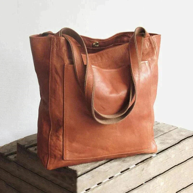 Women's Shoulder Shopper Bag with External Pocket