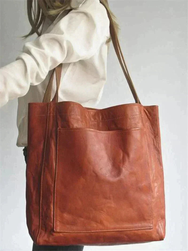 Women's Shoulder Shopper Bag with External Pocket