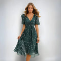 Floral Midi Dress for Women | Short Sleeve Summer Style
