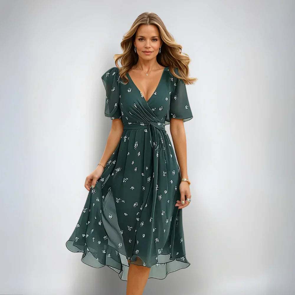 Floral Midi Dress for Women | Short Sleeve Summer Style