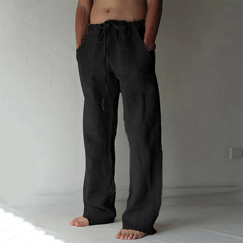 Men's Lightweight Linen Drawstring Pants for Summer