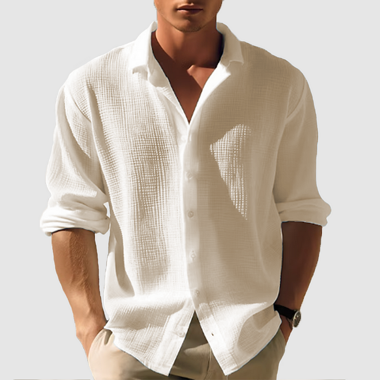 Men's Long Sleeve Waffle Knit Shirt | Casual Wear