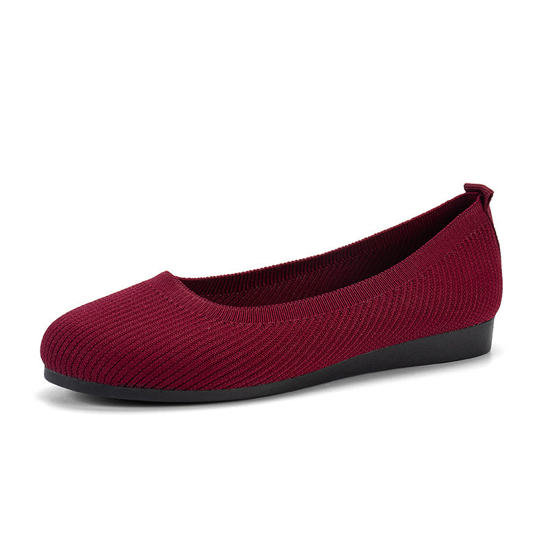 Women's Round Toe Knit Ballet Flats | Slip-On