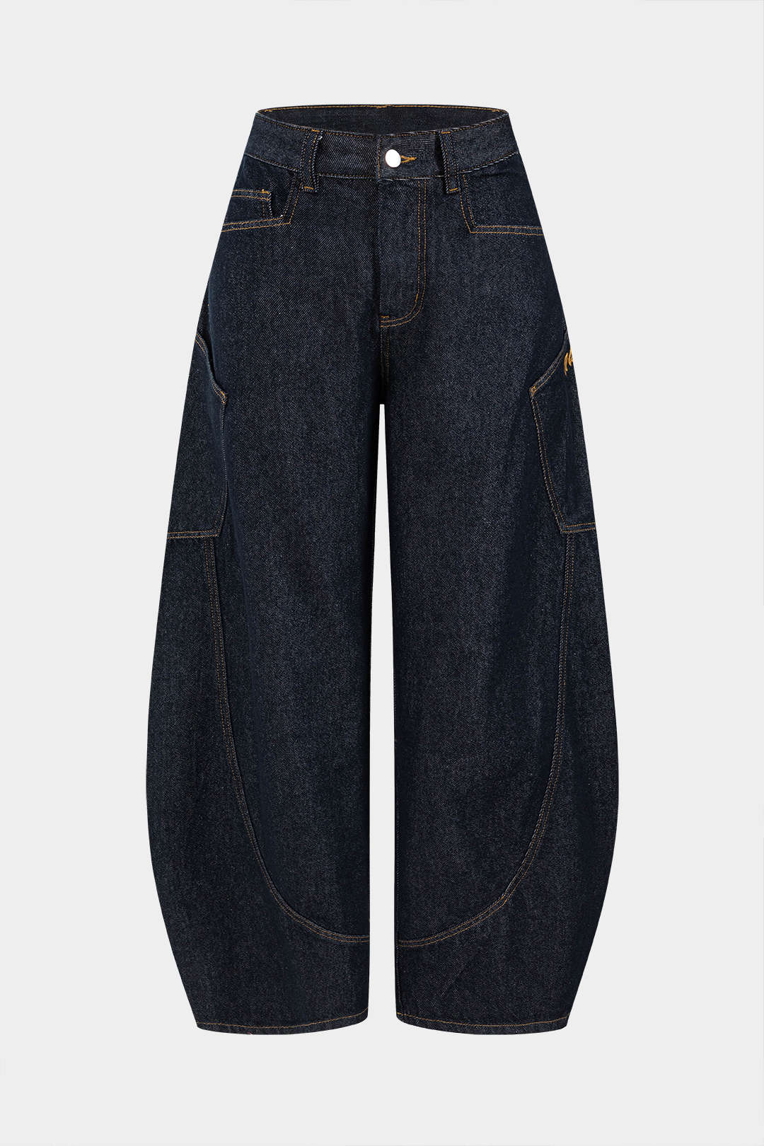 Solid Color Vintage Washed Wide Leg Barrel Jeans
