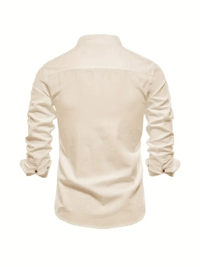 Men's Long Sleeve Stand Collar Casual Shirt