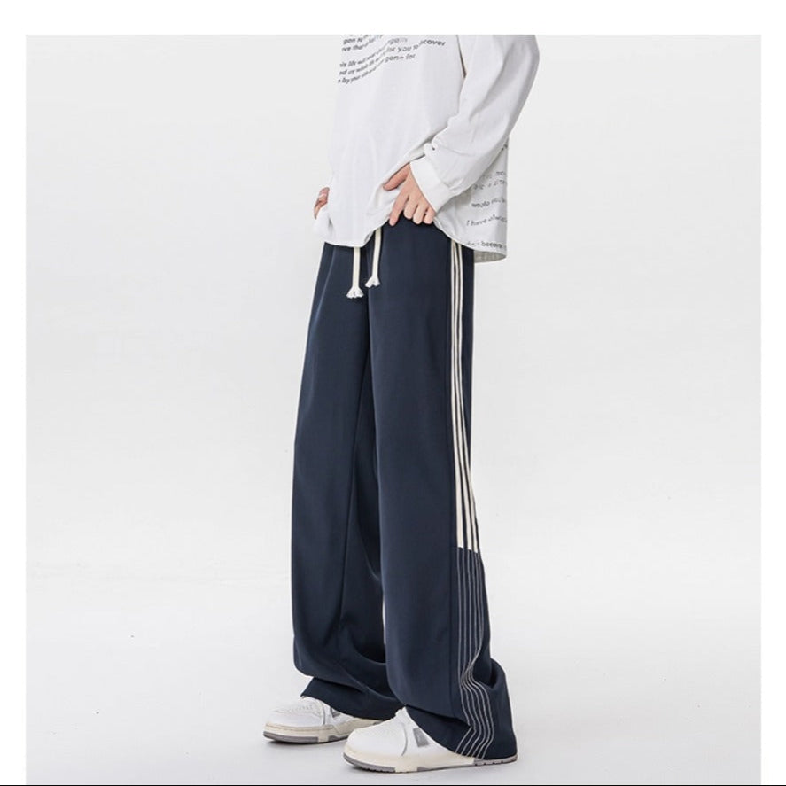 Wide Leg Track Pants with Stripes for Men - Beatrice
