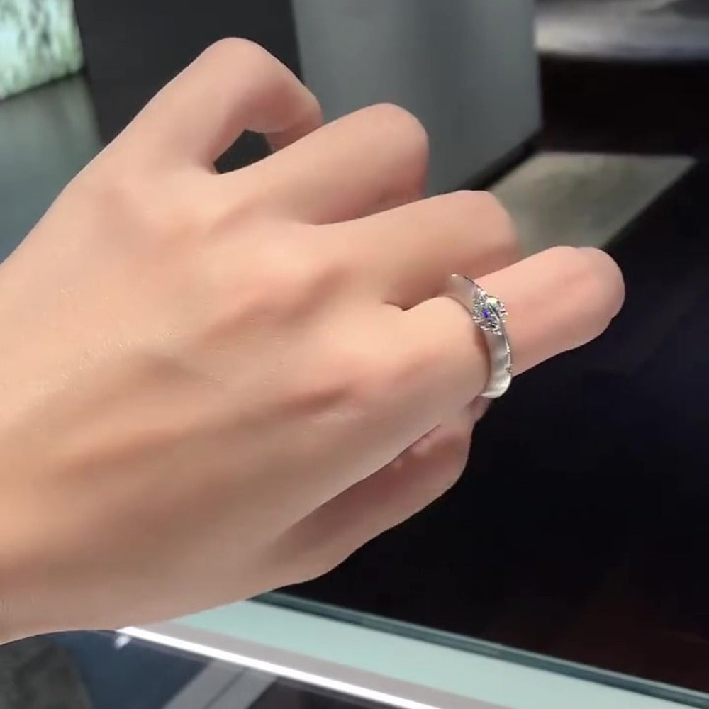 Sterling Silver Round Cut Zircon Stone Ring for Women - Fiammetta