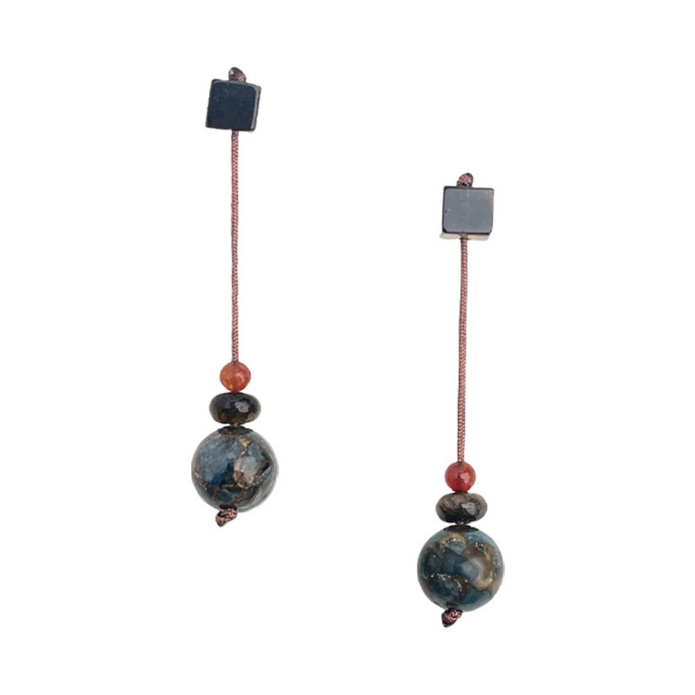 Multicolor Natural Stone Drop Earrings for Women - Eleonora