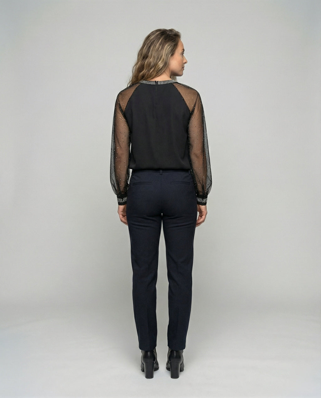 Women's Elegant Black Long Sleeve Blouse