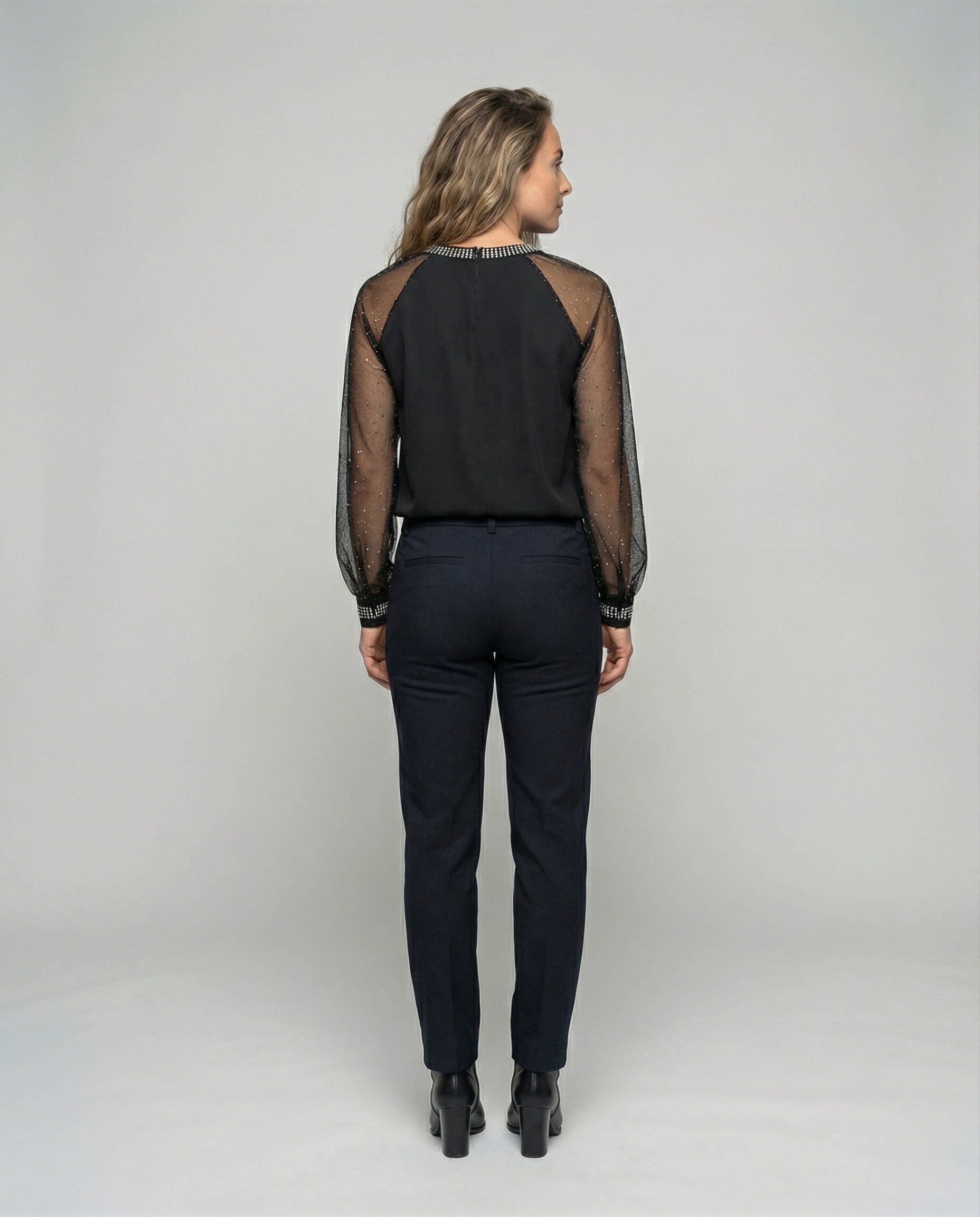 Women's Elegant Black Long Sleeve Blouse