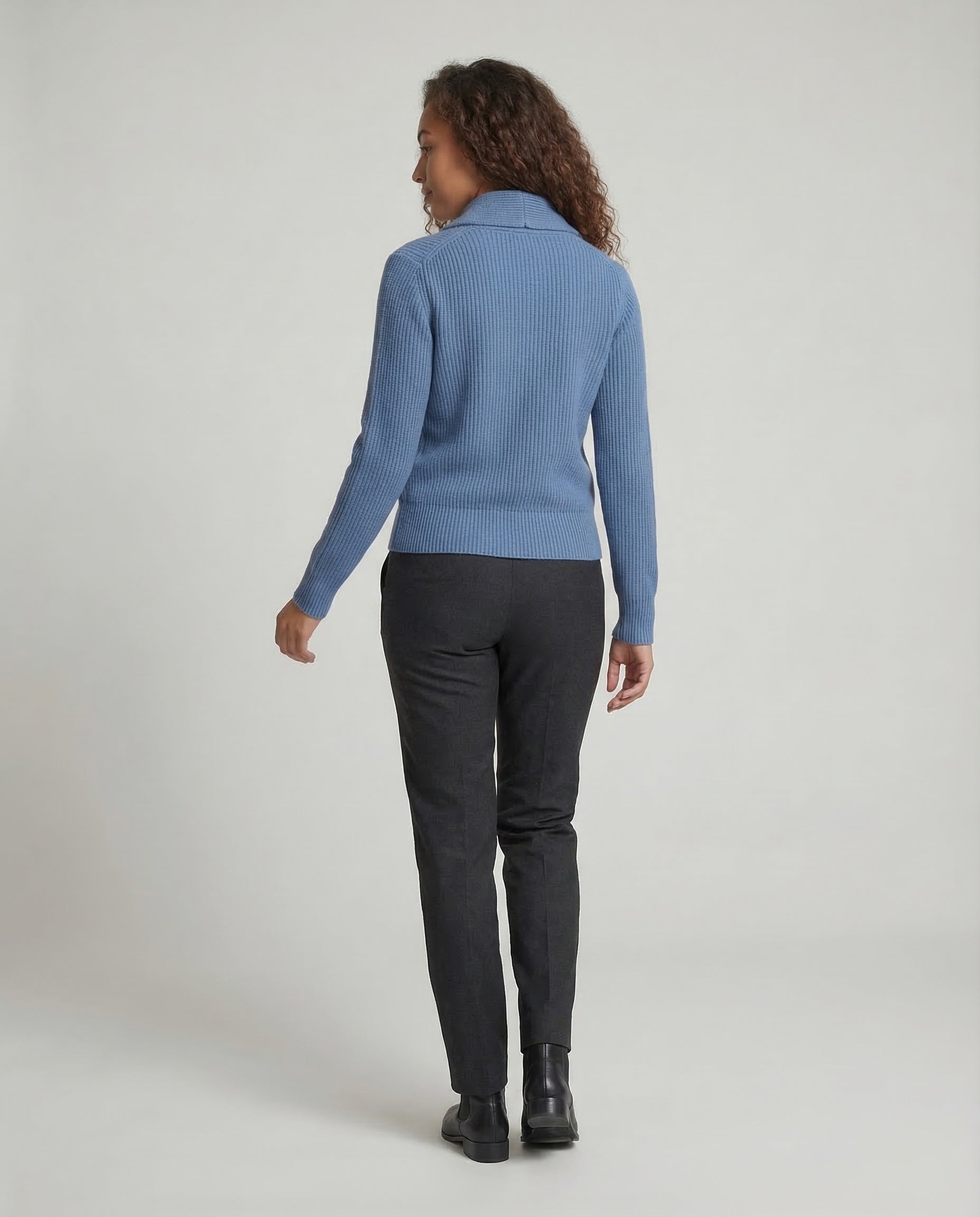 Women’s Ribbed Knit Button-Front Cardigan | Shawl Collar